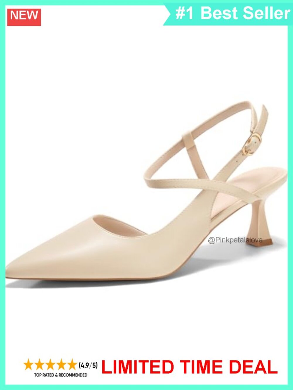 Faux Leather Slingback Pumps Pointed Toe Kitten Heel Dress Shoes